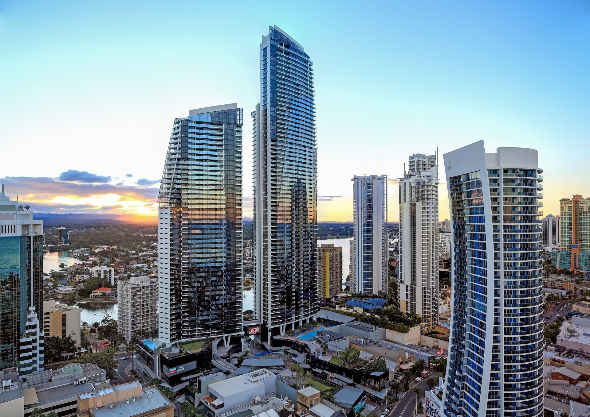 Surfers Paradise beach and skyline on a sunny day